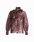 Anne Klein ANNE BLACK MULTI Long Sleeve Blouse With Neck Bow