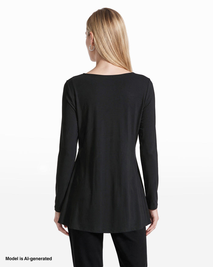 Anne Klein Long Sleeve Boat Neck Elasticated Waist Knit Top
