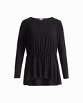 Anne Klein ANNE BLACK Long Sleeve Boat Neck Elasticated Waist Knit Top
