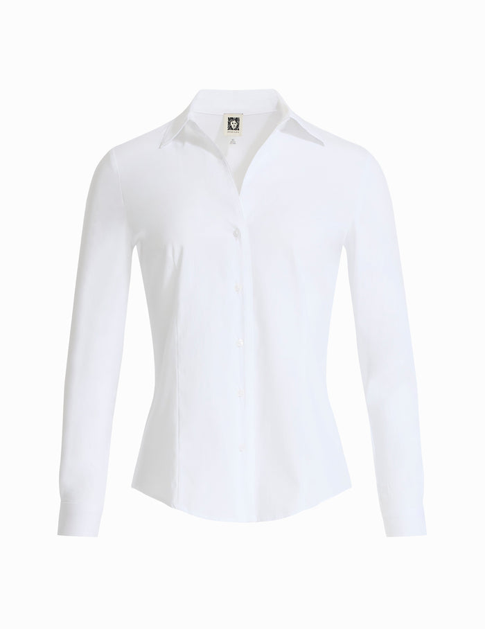 Anne Klein Bright White Long Sleeve Button Front Top