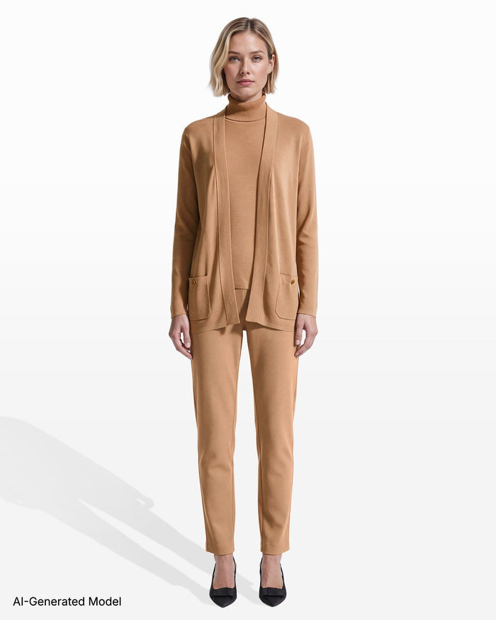 Anne Klein Long Sleeve Cardigan with Patch Pockets