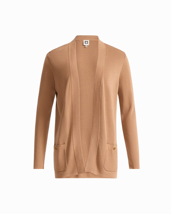 Anne Klein VICUNA Long Sleeve Cardigan with Patch Pockets