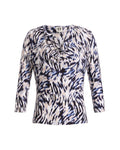 Anne Klein DUTCH BLUE MULTI Long Sleeve Cowl Neck Top