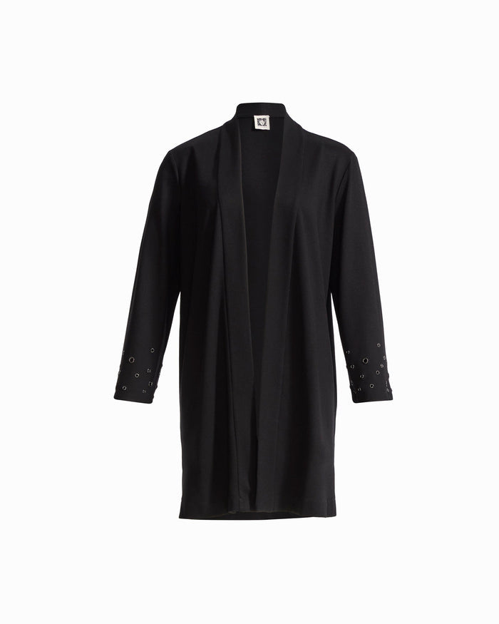 Anne Klein ANNE BLACK Long Sleeve Open Cardigan with Grommet Trim