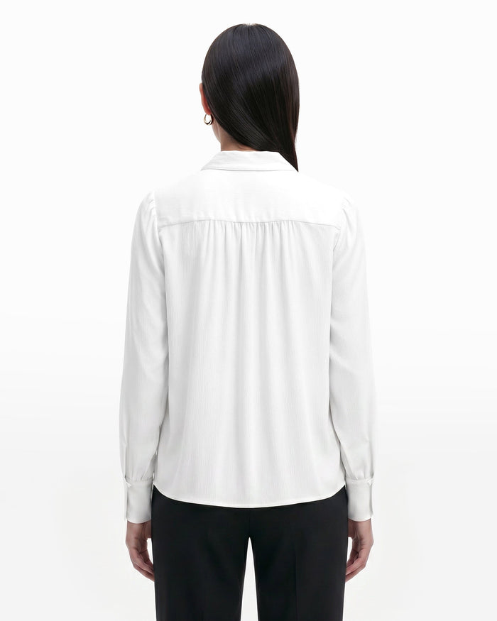 Anne Klein Long Sleeve Pleat Front Blouse
