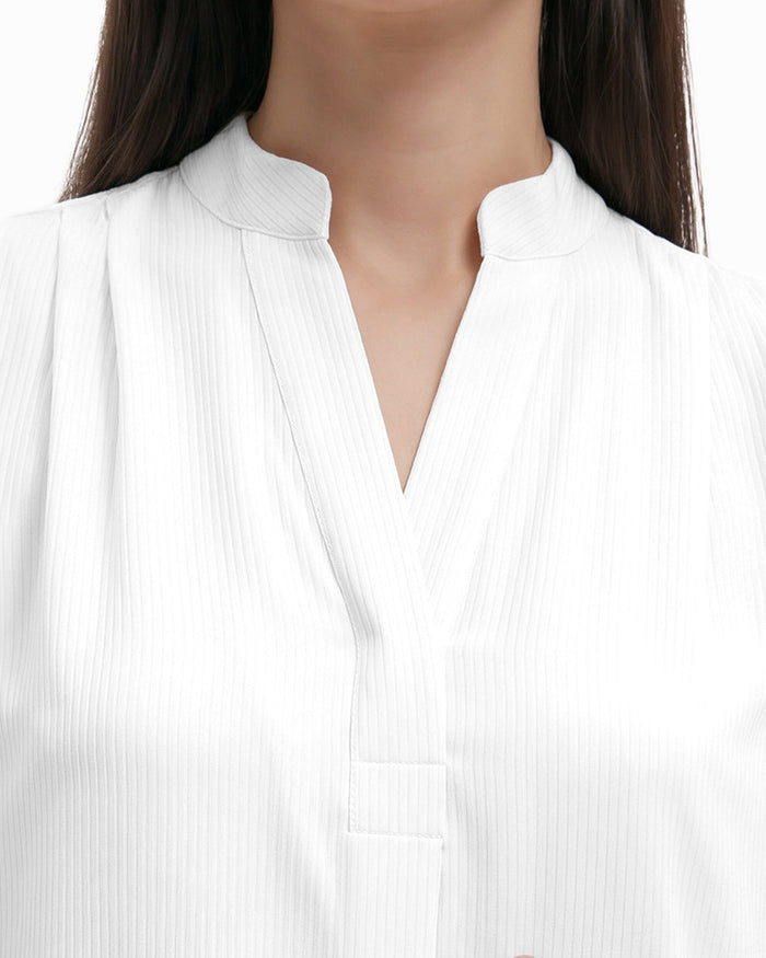 Anne Klein Long Sleeve Pleat Front Blouse