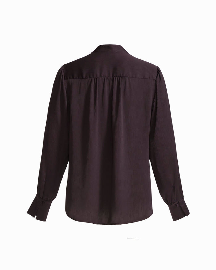 Anne Klein Long Sleeve Pleated Front Blouse