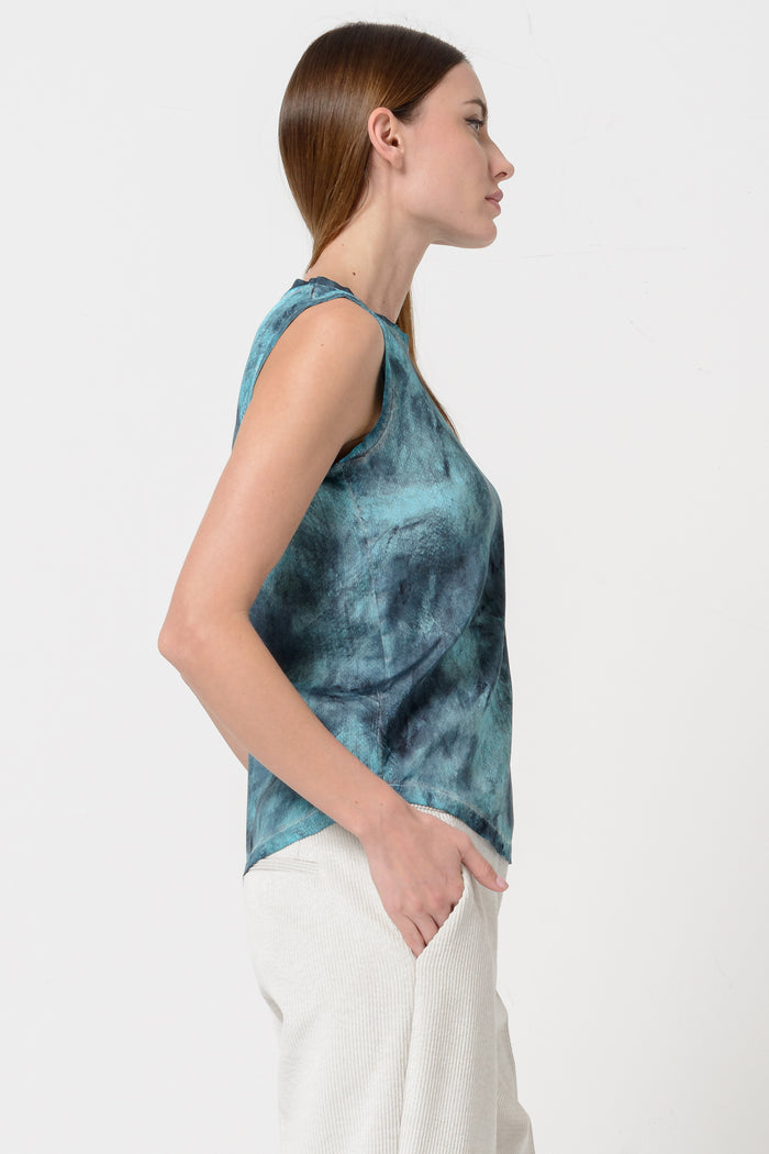 Lugana Printed Tank - Aqua