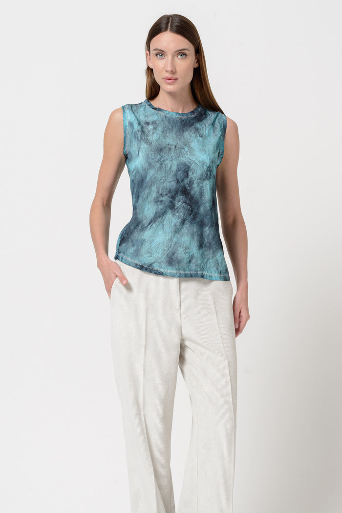 Lugana Printed Tank - Aqua