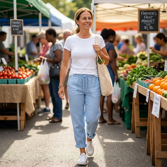 Lunara – Women's lightweight linen look summer pants