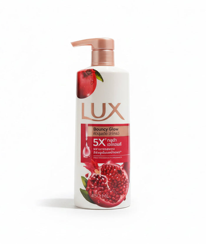 Lux Bouncy Glow Shower Gel Pomegranate Fragrance (Lux ရေချိုးဆပ်ပြာ Pomegranate ရနံ့ ဗူးကြီး) - Myanmar Food USA