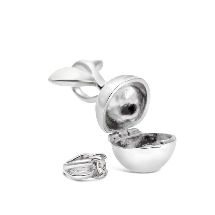 magical charm apple in silver on a white background