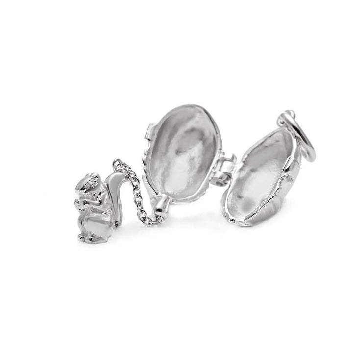 opened magical silver squirrel charm on a white background