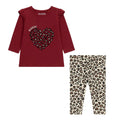 Maroon & Leopard Print Legging Set