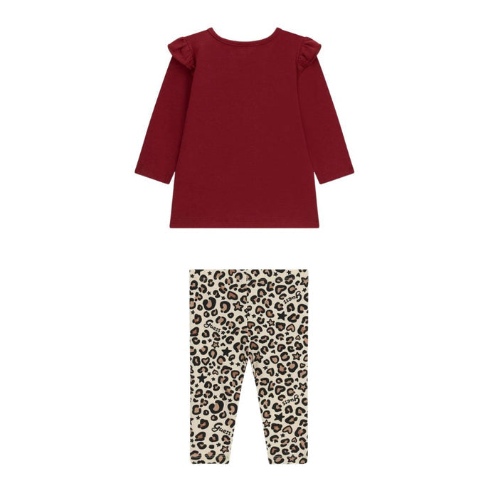 Maroon & Leopard Print Legging Set