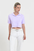 Maya Knit Polo - Women's Cropped Knit Polo - Lilac