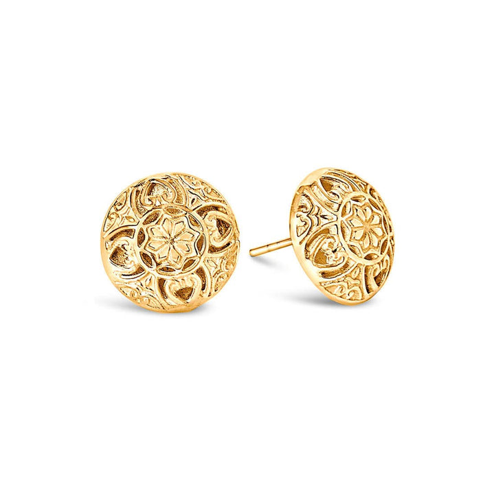 gold memory keeper earrings on a white background