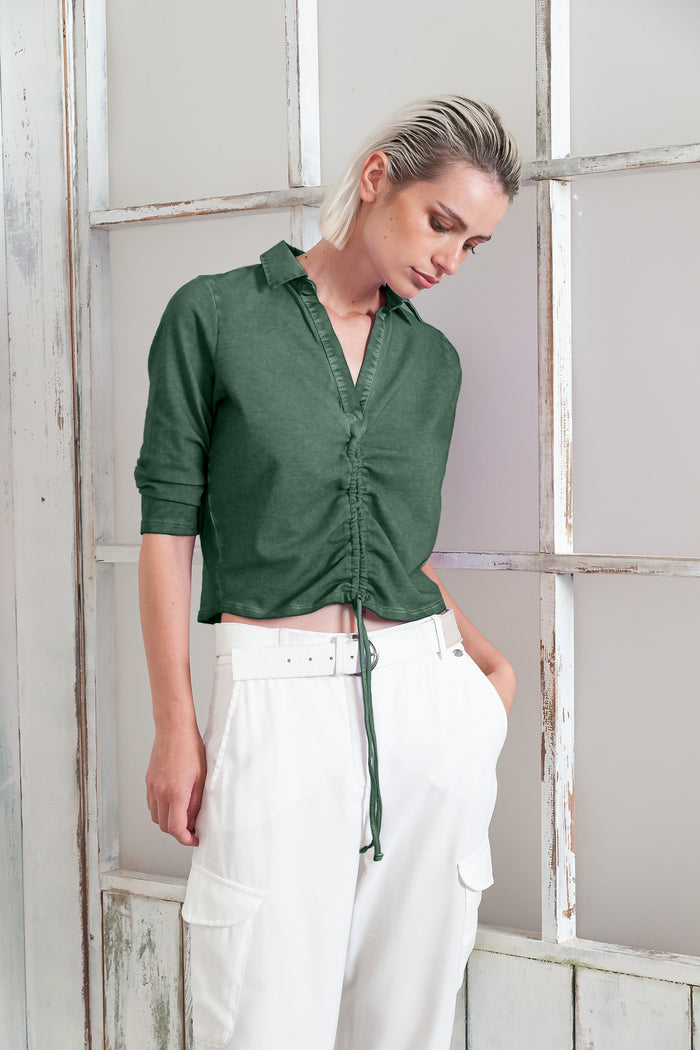 Menton Polo - Women's Short Sleeve Pique Polo Shirt - Juniper