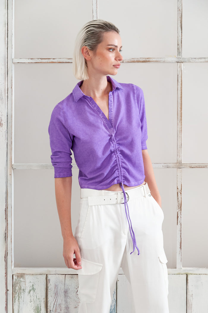 Menton Polo - Women's Short Sleeve Pique Polo Shirt - Morado