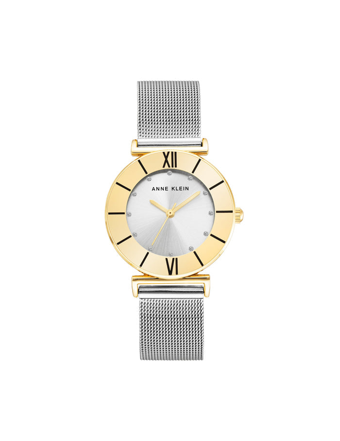 Anne Klein Two-Tone Mesh Bracelet Sophisticated Watch