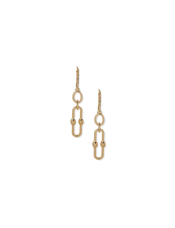 Anne Klein Gold Tone Metal Ball Link Chain Drop Pierced Earrings