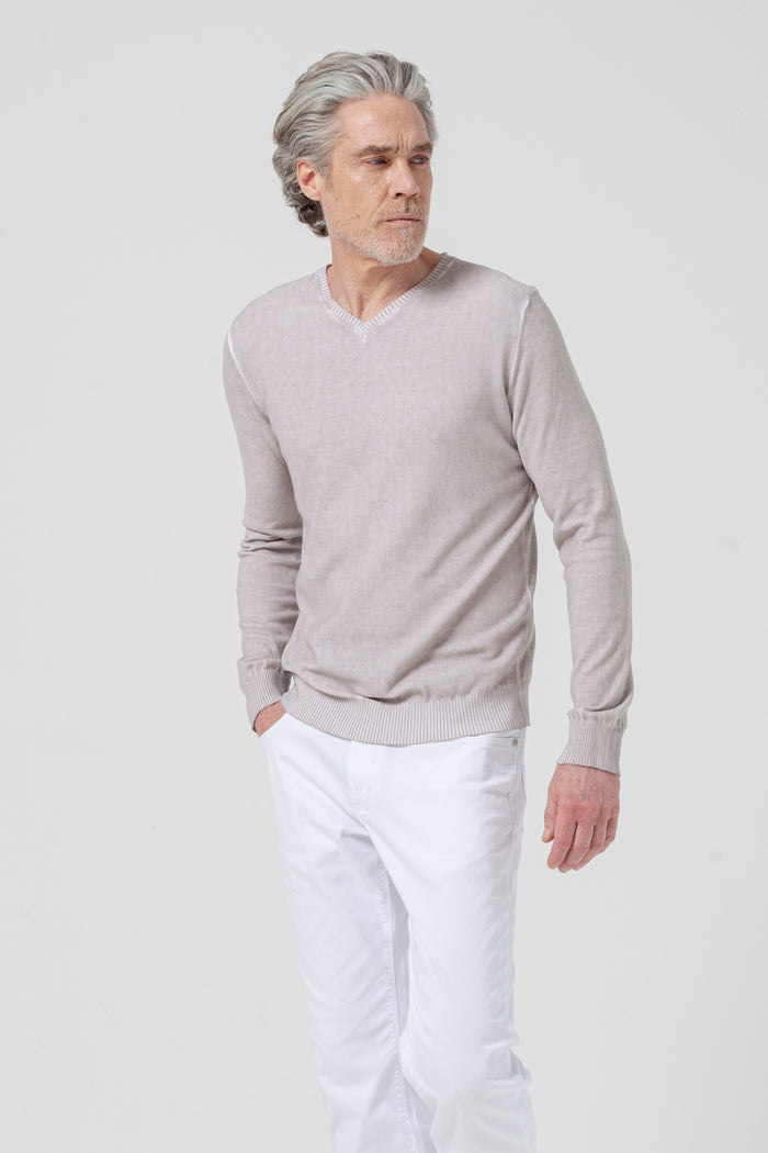 Micro Waffle V-Neck Knit - Canapa