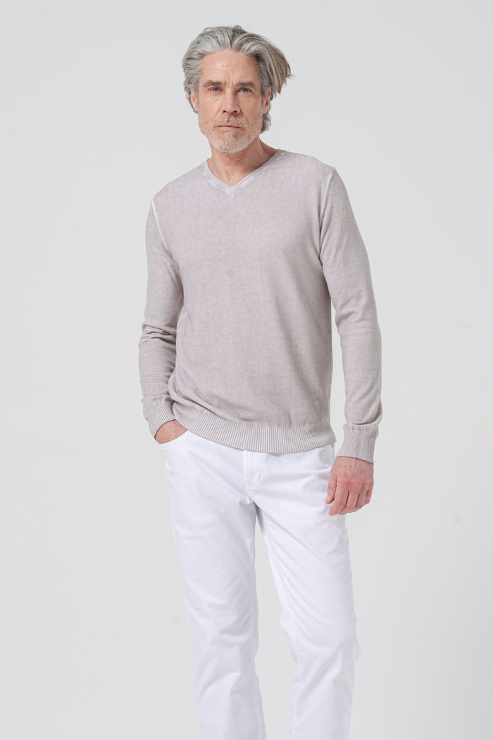 Micro Waffle V-Neck Knit - Canapa