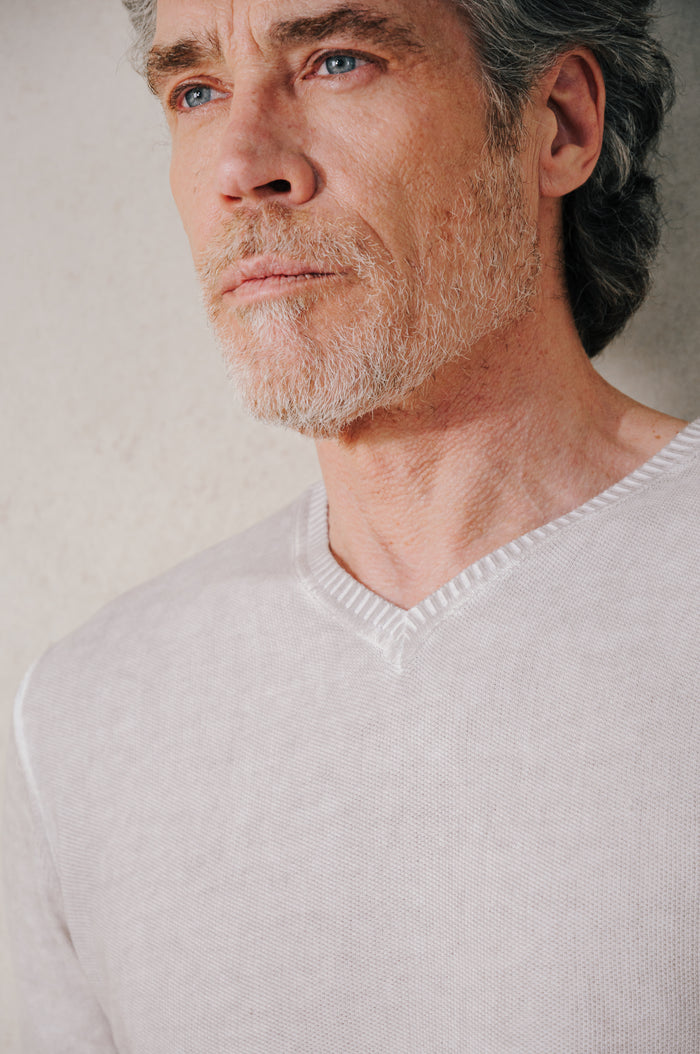Micro Waffle V-Neck Knit - Canapa