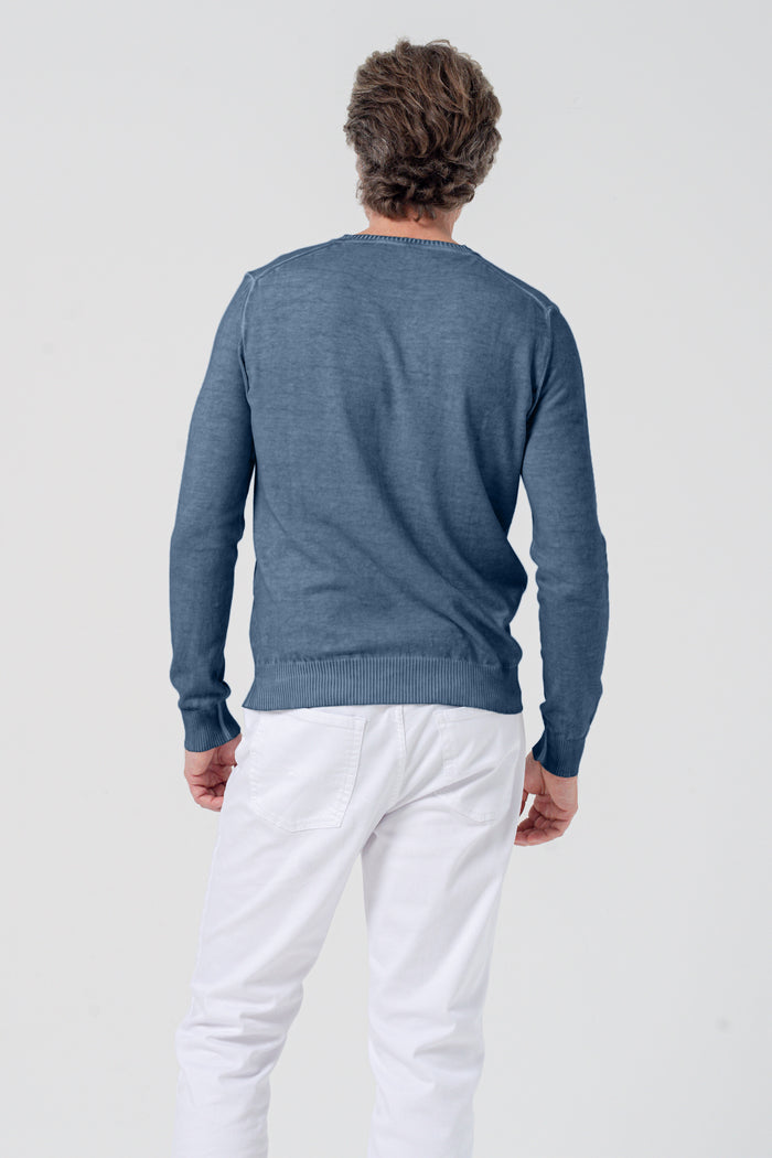 Micro Waffle V-Neck Knit - Jeans