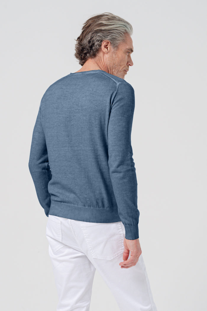 Micro Waffle V-Neck Knit - Jeans