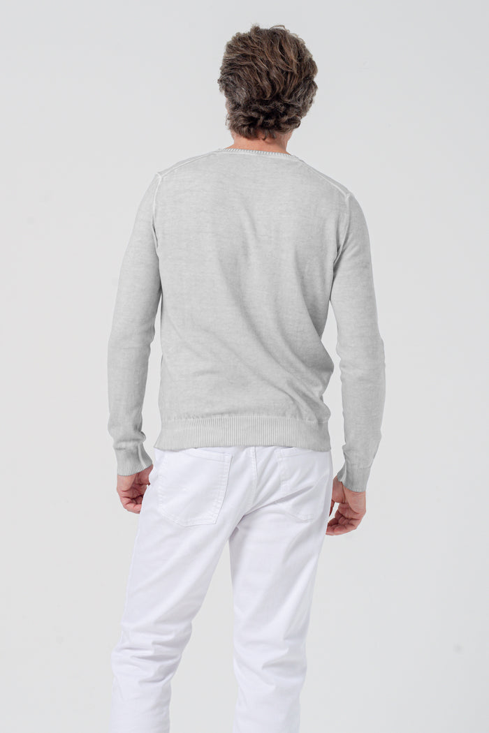 Micro Waffle V-Neck Knit - Marmo