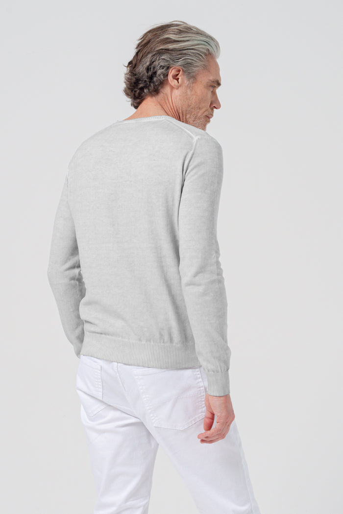 Micro Waffle V-Neck Knit - Marmo