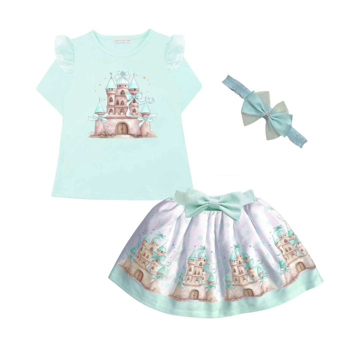 Mint Castle Skirt Set & Headband