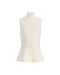 Anne Klein WHITE DOVE Mock Neck Peplum Sweater Top