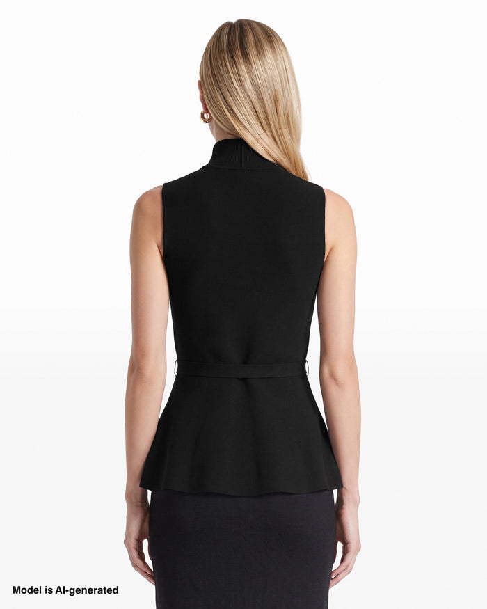 Anne Klein Mock Neck Peplum Sweater Top