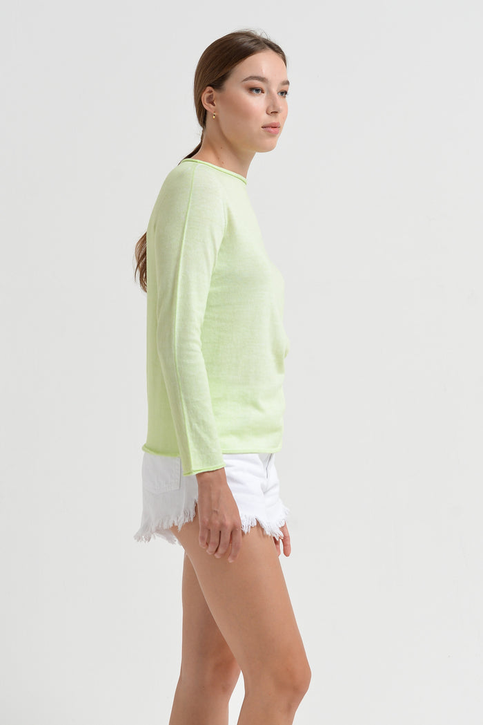 Monica Crewneck Cotton Sweater - Margarita