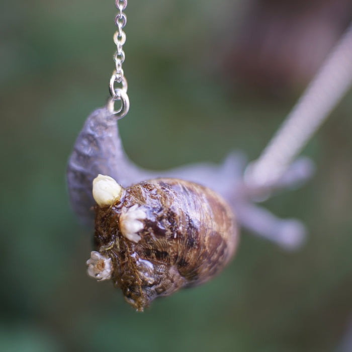 Mossy Floral Snail Necklace