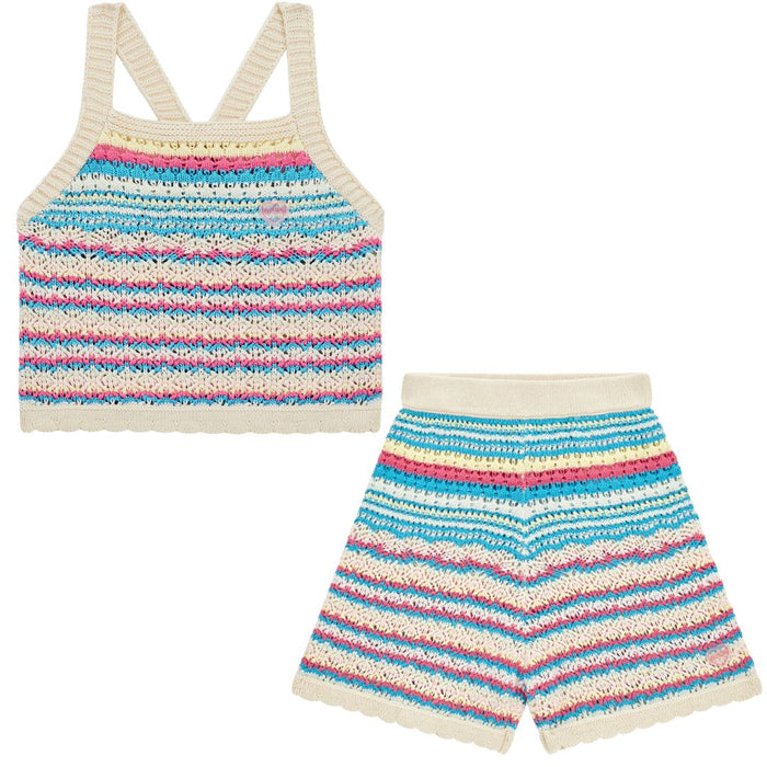 Multicoloured Crochet Short & Top Set