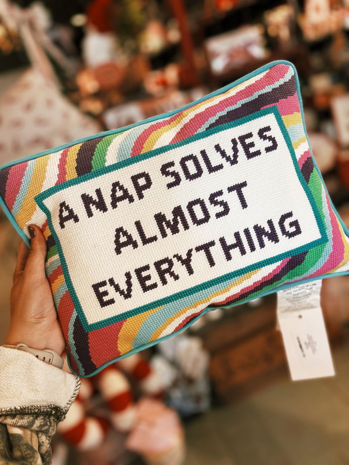 Nap Solves Almost Everything Embroidered Pillow