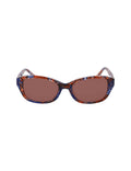 Anne Klein NAVY PLAID Narrow Rounded Rectangle Sunglasses