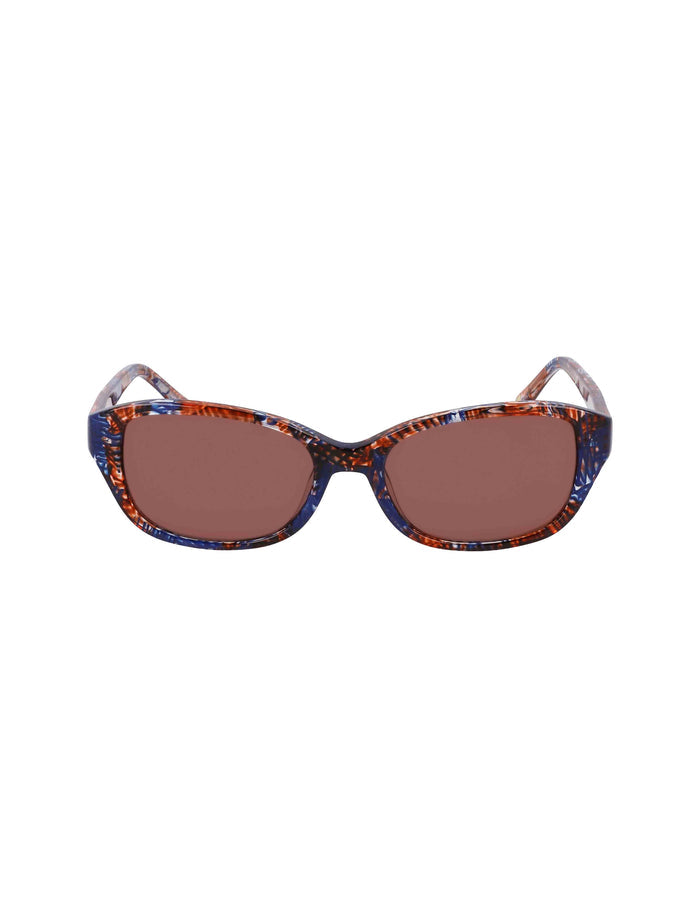Anne Klein NAVY PLAID Narrow Rounded Rectangle Sunglasses