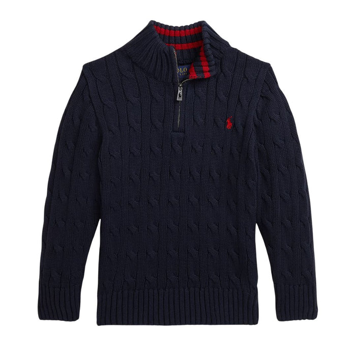 Navy Cable Knit 1/4 Zip Jumper