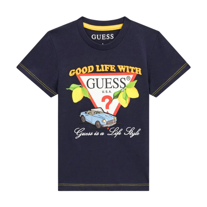 Navy Car & Logo T-Shirt