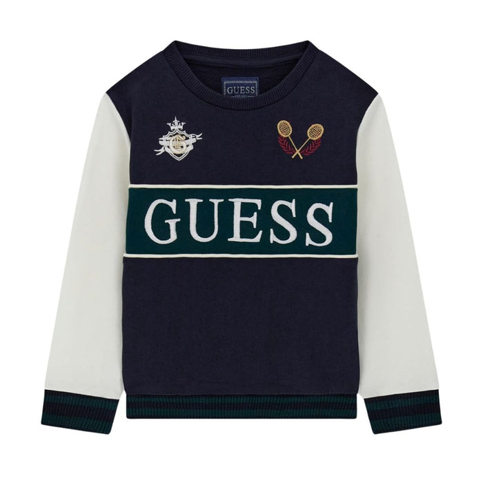 Navy Embroidered Logo Sweat Top