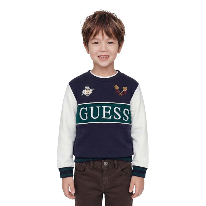 Navy Embroidered Logo Sweat Top