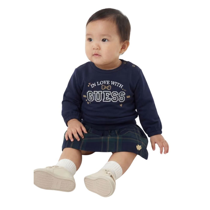 Navy & Green Plaid Skirt Set