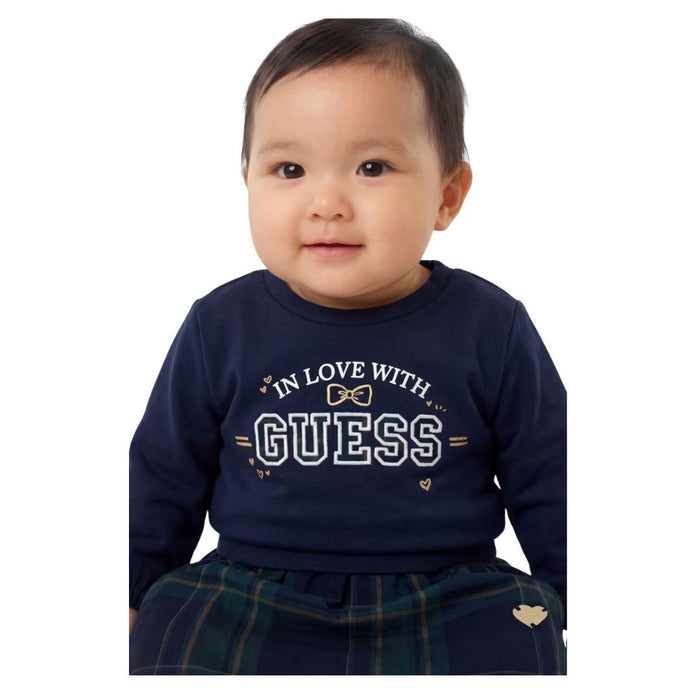 Navy & Green Plaid Skirt Set
