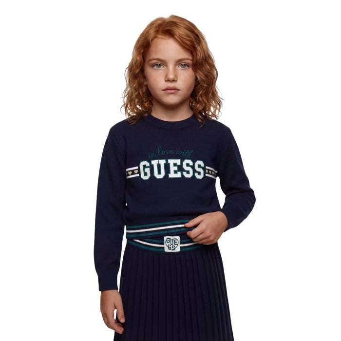 Navy Knit Pleated Skirt & Jumper