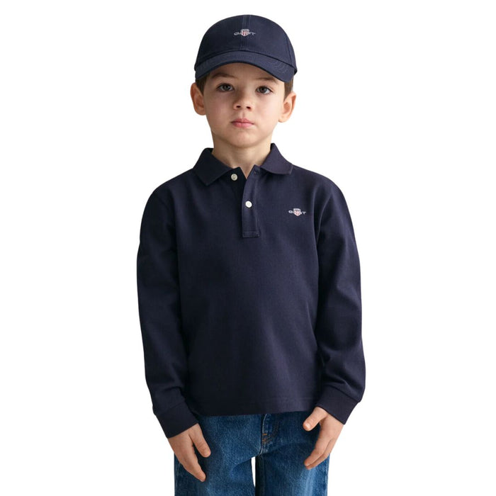 Navy LS Logo Polo Top