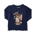 Navy Puff Sleeve Teddy Top